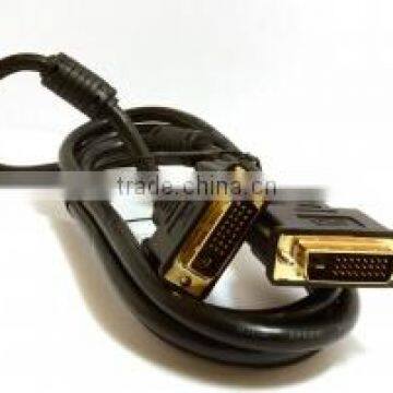 DVI-D Dual Link with Ferrite Cores Male to Male Cable Gold 1.8m