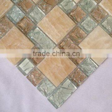 Crackle Crystal Glass Tile Mosaics Backsplash, Glass Kitchen Tile