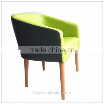 TDSM-35-2 QVB HANGZHOU JIANDE TONGDA GREEN PU LEATHER ARMREST BEECH ROUND LEG LIVEING ROOM SOFA DINING SOFA