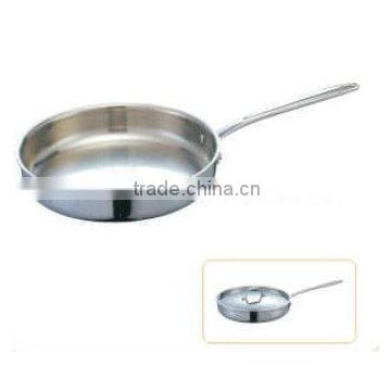 Stainless Steel camp Three Layer Single handle straight body frying pan