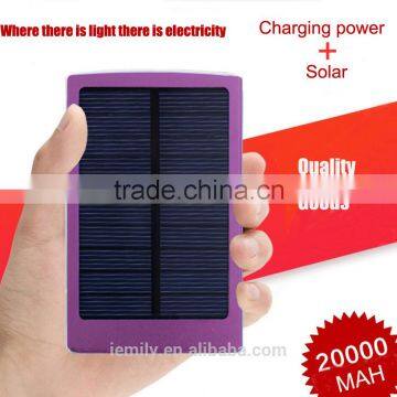 New products LED solar power with super capacity, power bank 20000mah with dual USB output