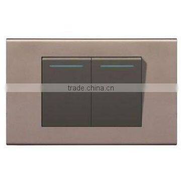 Champagne color electrical wall switch and socket, 2 gang switch