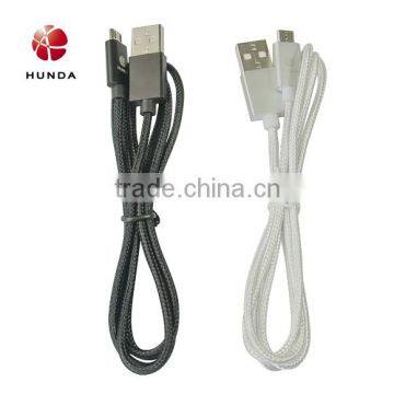 Black White Micro Nylon Braided Durable Data Transfer Charging Micro USB Cable for Android Mobile Phone