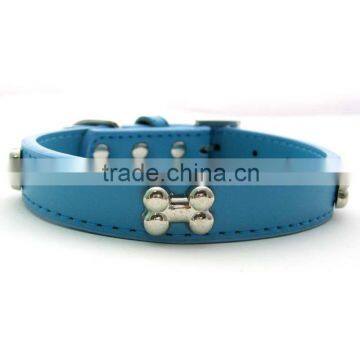 Western bone Stud Fashion Genuine Leather Pet Collars For Dog Cat