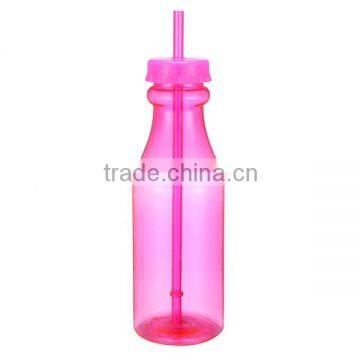 Popular plastic water bottle with straw