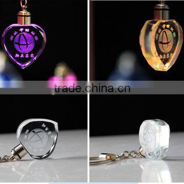 2016 Lovely hello kitty transparent crystal keychain ,3d laser keychain