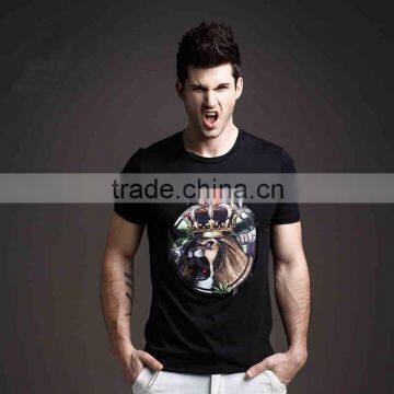 Adult fashion black regular printing t shirt for men