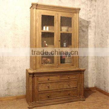 Antique Display Cabinet With Distressed Finish, Ludvig Cabinets