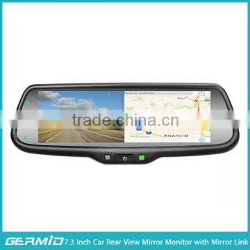 7.3 inch mirror link rearview mirror monitor with android rca miracast connection