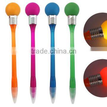 Novelty ball shape head plastic LED light ball point pen