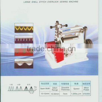 Sample stitch of shell stitch overlock machine