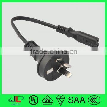 Hot selling SAA certified extension cord AU 2 flat pin electric plug with C7 connector