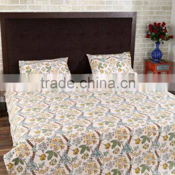 New Designer 100% Cotton Bed Sheet Indian Hand Block Printed Fabric For Home Textile Bed Sheet Set