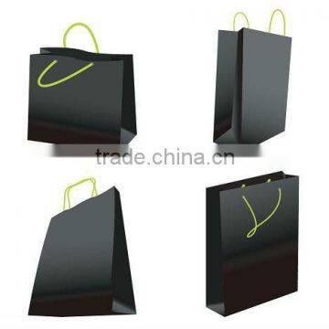 Black Paper Bag with PP String for Shopping Packaging