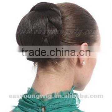 New brown chignon hair piece, synthetic braids bun hair piece