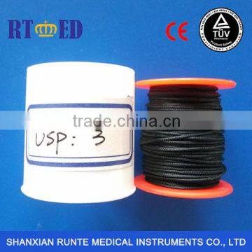 Medical Black Braided Silk Suture in rolls 3#