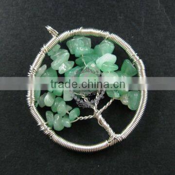 50mm round handmade wiring tree in random green jade jasper stone pendant charm DIY supplies 1820242