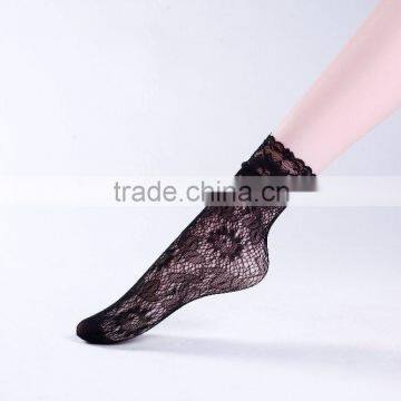 Good service women black color knitted fishnet ankle socks