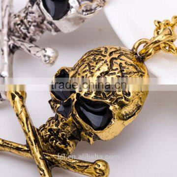 Hiphop imitation jewelry halloween necklace punk skull pendant with bone statment necklace sweater chain Yiwu factory