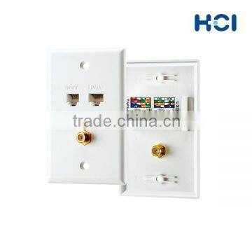 US Type 4 Port Video Voice and RJ45 Cat5e Data Faceplate photo-6