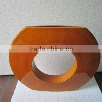 Elegant hotel, restarant, home space with Vietnam modern ring-shaped lacquer vase