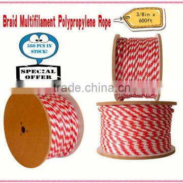 Braided Rope Type and PP Material 3/8 " Polypropylene Solid BraidedRrope in Reel