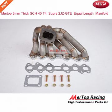 Mertop 3mm Thick schedule 40 T4 Supra 2JZGTE 2JZ-GTE 2JZ GTE T4 Stainless Steel Equal Length T4 Turbo Manifold