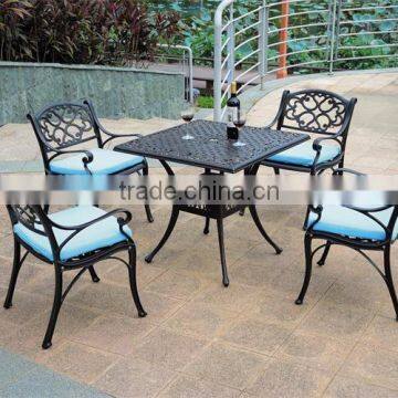 Square table & KD chairs aluminum balcony furniture