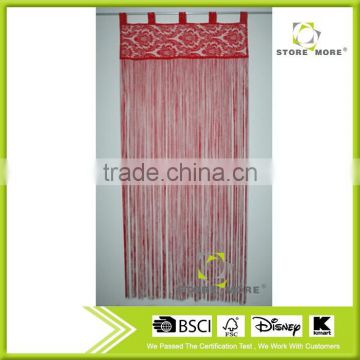 Flocked mesh top with noodles red string curtain