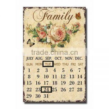 Floral Design Meal Plate Metal Wall Plaque Metal Calendar