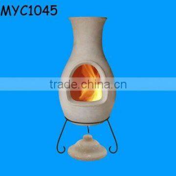 Custom made clay chiminea with rain lid