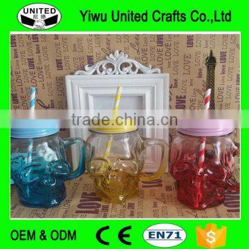 Handle Cock Glass Rooster Cup With Metal Lid, Drinking Glass Bottle With Handle photo-4