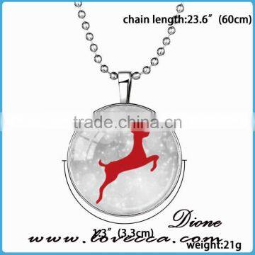2016 HOT Jewelry Glass Tile Glow Design Christmas Ornament Necklace photo-2