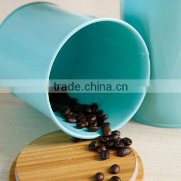 Airtight Metal Logo Kitchen Canister Set With Wooden Cover Embossed Line photo-3