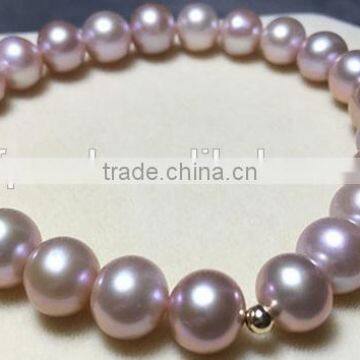 8-9mm Purple Round Freshwater Pearl Bracelet Gift photo-2