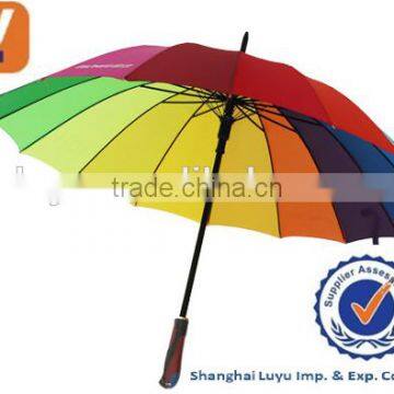 Promotional Gifts Ideas Strong Fiberglass Ribs Rainbow Golf Umbrella photo-3