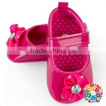 Solid Color Comfort Shoes Baby Girls Prewalker Shoes With Flower photo-2