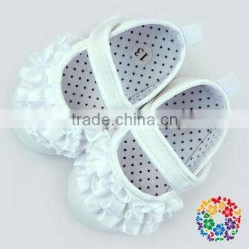 Fabric Ruffle Soft Touch Baby Shoes/Baby Girls Prewalker Shoes/In Stock Girls Soft Shoes photo-4