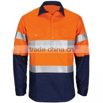 Cheap custom safety reflective orange and navy shirt