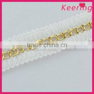 wholesale fashion white tape and gold metal clothing trim WTPE-080