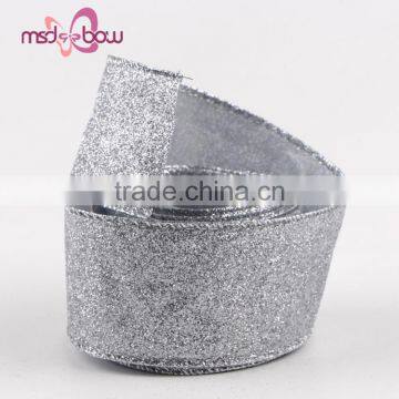 Popular Sale China 2'' Single Face Silver Glitter Burlap Ribbon photo-4