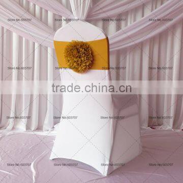 Chiffon Flower Handmade Gold/Blue/ Red/Pink/red Spandex Chair Bands Chair Bow Chair Sashes For Wedding photo-4