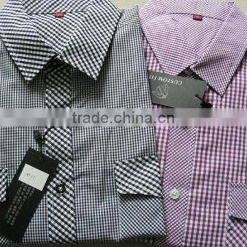 Mens two pockets casual checks shirts fashion man shirts