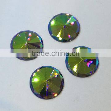 round crystal sew on stone with two holes flat back glass pendant for jewelry accessories