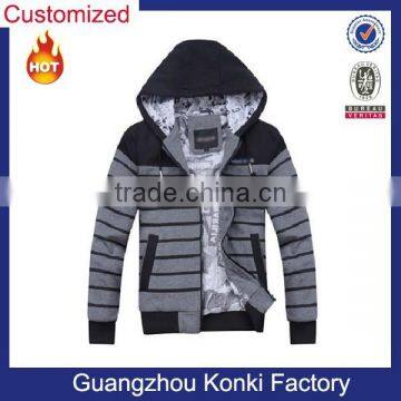 Wholesale strip hoodies with zipper and pockets for men