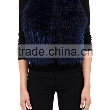 New Style Fashion Women Dyed Raccoon Fur Vest Customized photo-2