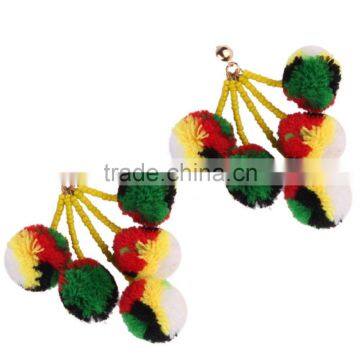 Bohemian Multicolor Pompon Dangle Earrings for Women Jewelry photo-4
