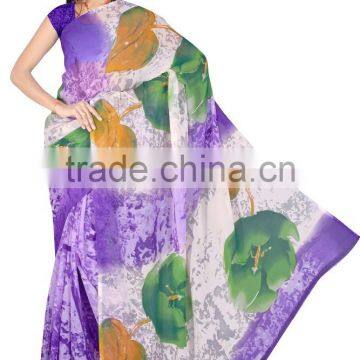 Flower Printed Designer Glamour Saree in Big Print Design