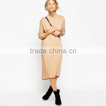 Ladies Autumn Midi Jumper Dress With Roll Neck Ladies' Long Dress photo-3