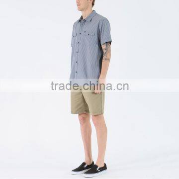 New stylish dress shirt with square collar plain grey mens short sleeve silk shirts